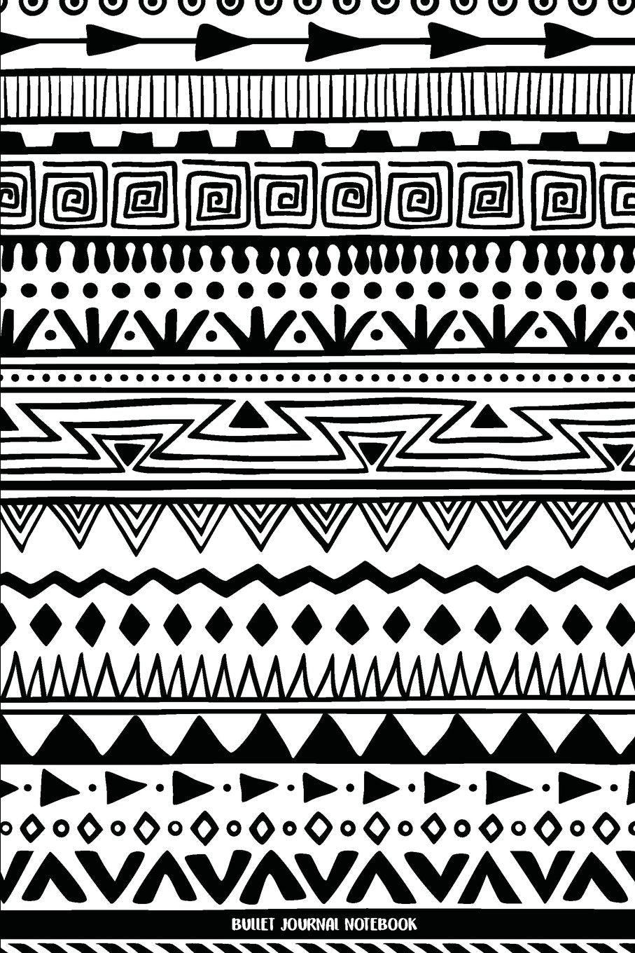 Bullet Journal Notebook: Black and White Bohemian - 6x9 (1/4 Inches Dotted Bullet Journal) - Blank Notebook Dot Grid For Planner Hobbies & Crafts