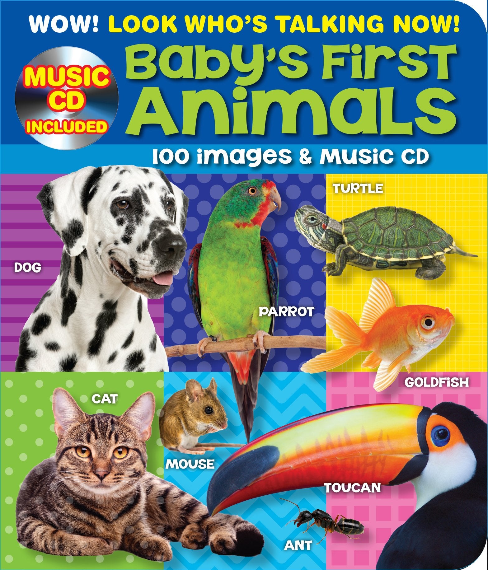 100 Plus Baby's First Animals Point and Learn Kids Board Book with Bonus Music CD Children's books