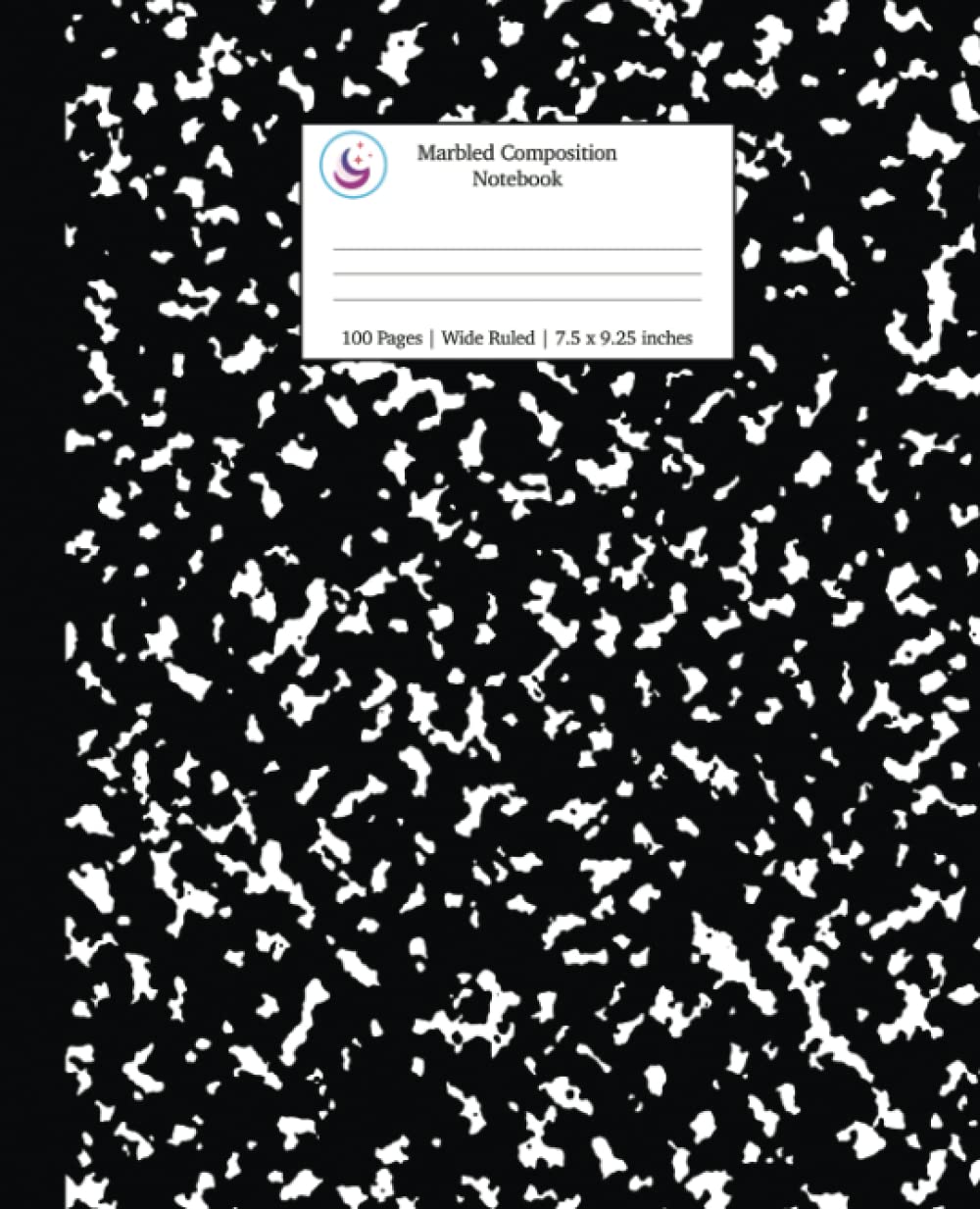 Marbled Composition Notebook: Black Marble Wide Ruled Paper Subject Book (School Essentials, Band 1) Learning & Reference