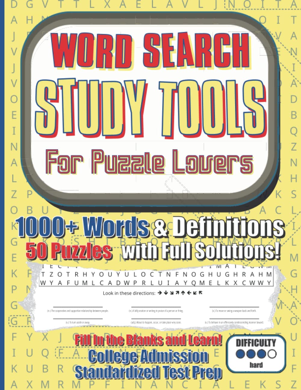 Word Search Study Tools For Puzzle Lovers: 1000+ Test Words & Definitions: 50 Word Searches for College and University Standardized Test Vocabulary ... Love Puzzles, Themes, and Vocab Themed Trivia Leisure & Fun