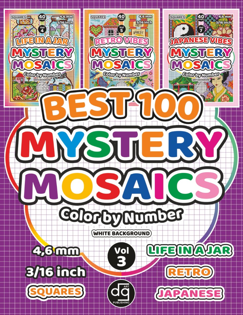BEST 100 Life in a Jar, Retro Vibes and Japanese Vibes Mystery Mosaic Color by Number for Adults & Teens: Designs Quest Coloring Art with Pixel Squares for Relaxation Film, Art & Culture