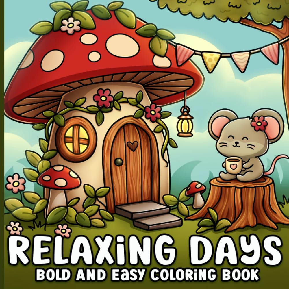 Bold and Easy Coloring Book: Relaxing Days Cute and Cozy Animal Scenes for All Seasons, Spring, Summer, Fall and Winter, for Adults, Teens, Seniors and Kids, Girls Hobbies & Crafts
