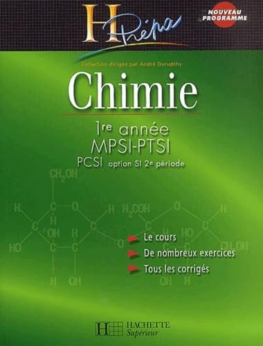 Chimie, 1ère année, MPSI - PTSI, PCSI option SI, 2e période : Cours et exercices corrigés book