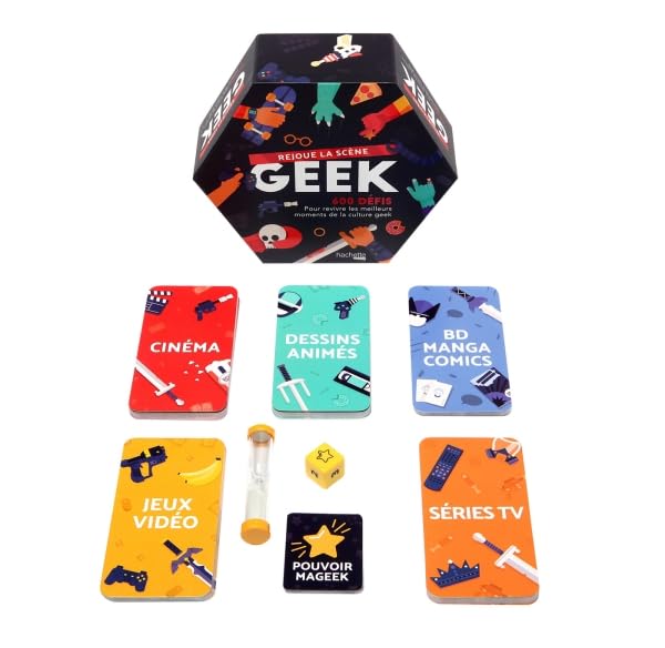 Rejoue la scène Geek: Avec 1 sablier, 1 dé et 12 cartes Leisure & Fun