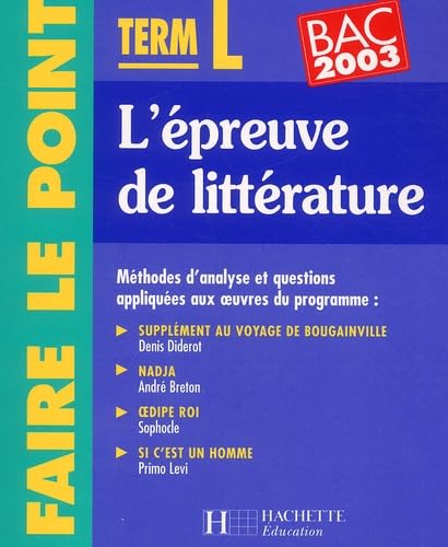 Faire le point : L'Épreuve de lettres, terminales L-ES book