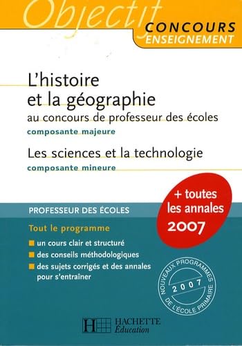 L'histoire et la géographie composante majeure au concours de professeur des écoles ; Les sciences et la technologie composante mineure book