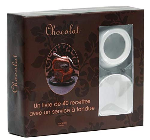 Chocolat: Coffret composé d'un livre de 40 recettes avec un service à fondue book