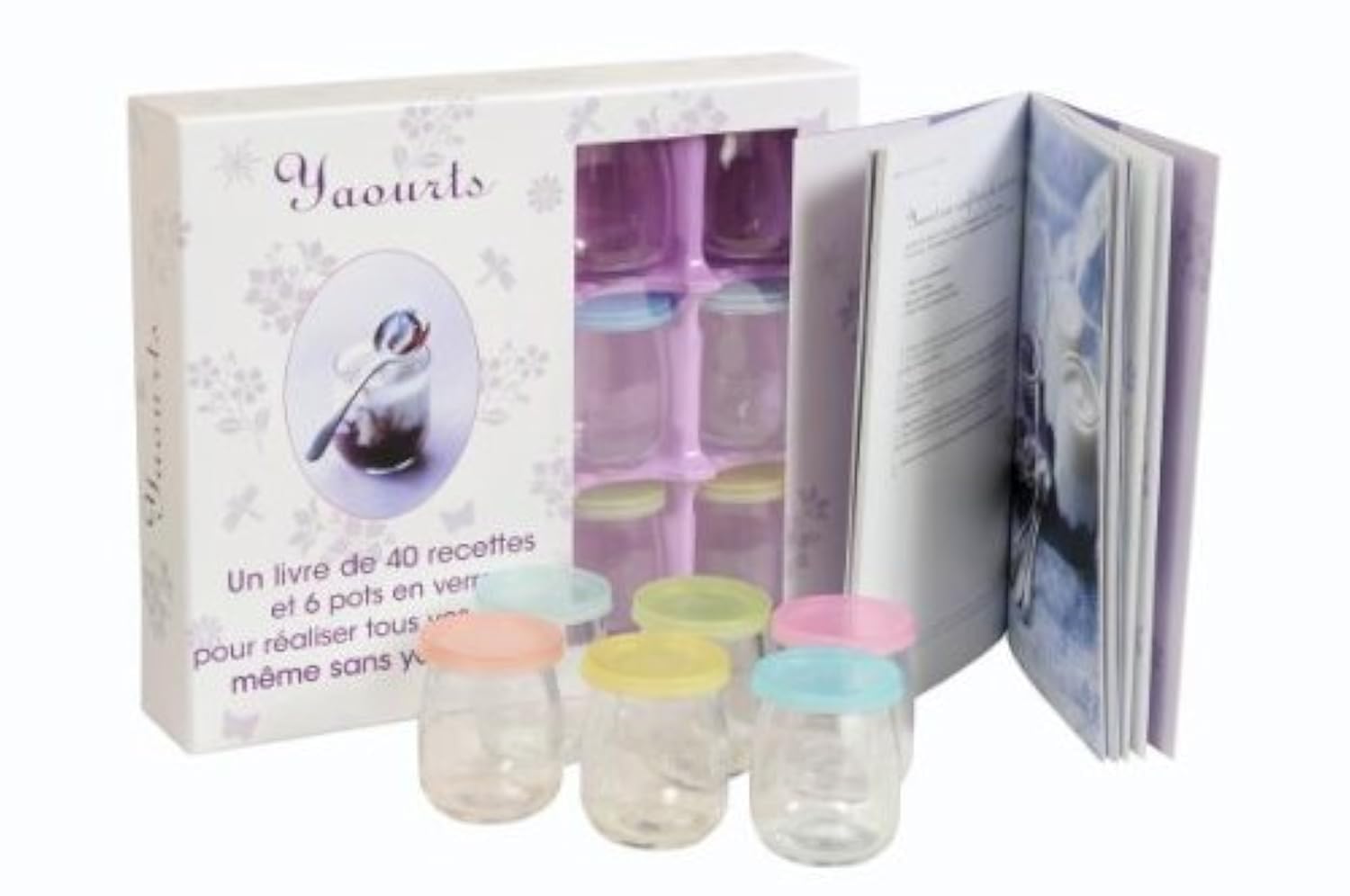 Coffret Yaourts: Un livre de 40 recettes et 6 pots en verre book