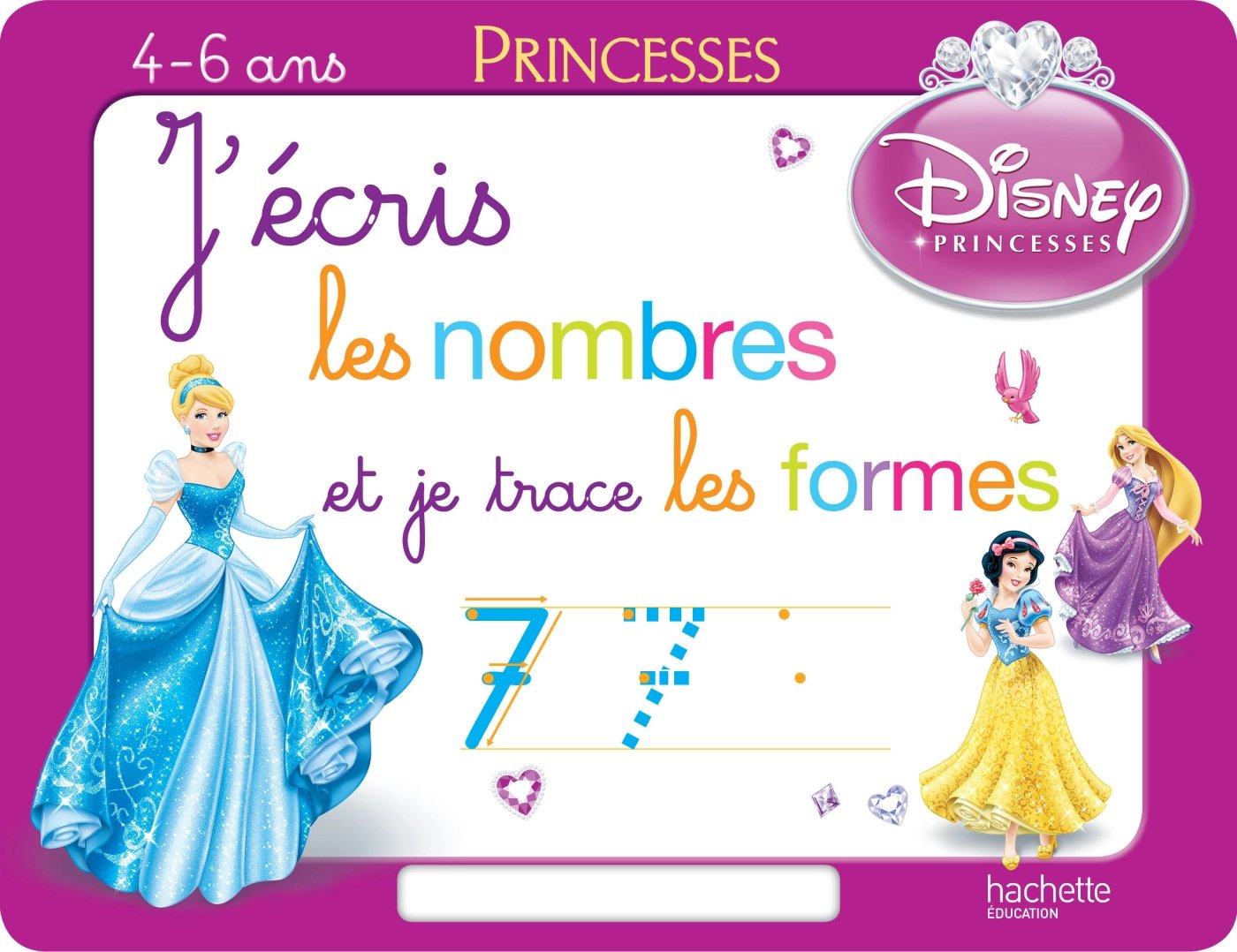 J'écris les nombres et je trace les formes avec les princesses: Contient : 1 ardoise Books