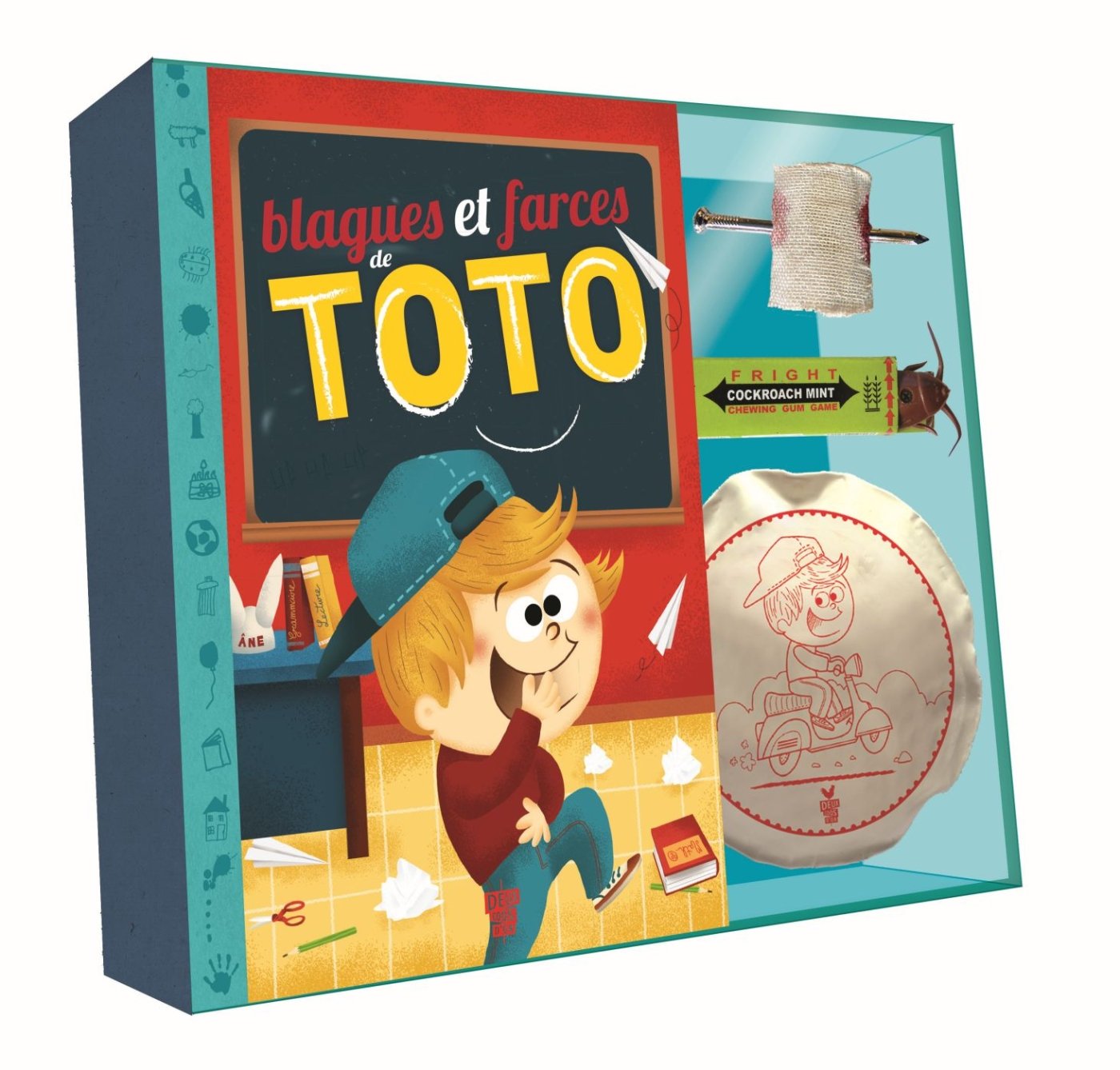 Blagues et farces de Toto: Avec un coussin péteur, 1 faux pansement percé d'un faux clou, 1 faux paquet de chewing-gum avec un cafard à l'intérieur book