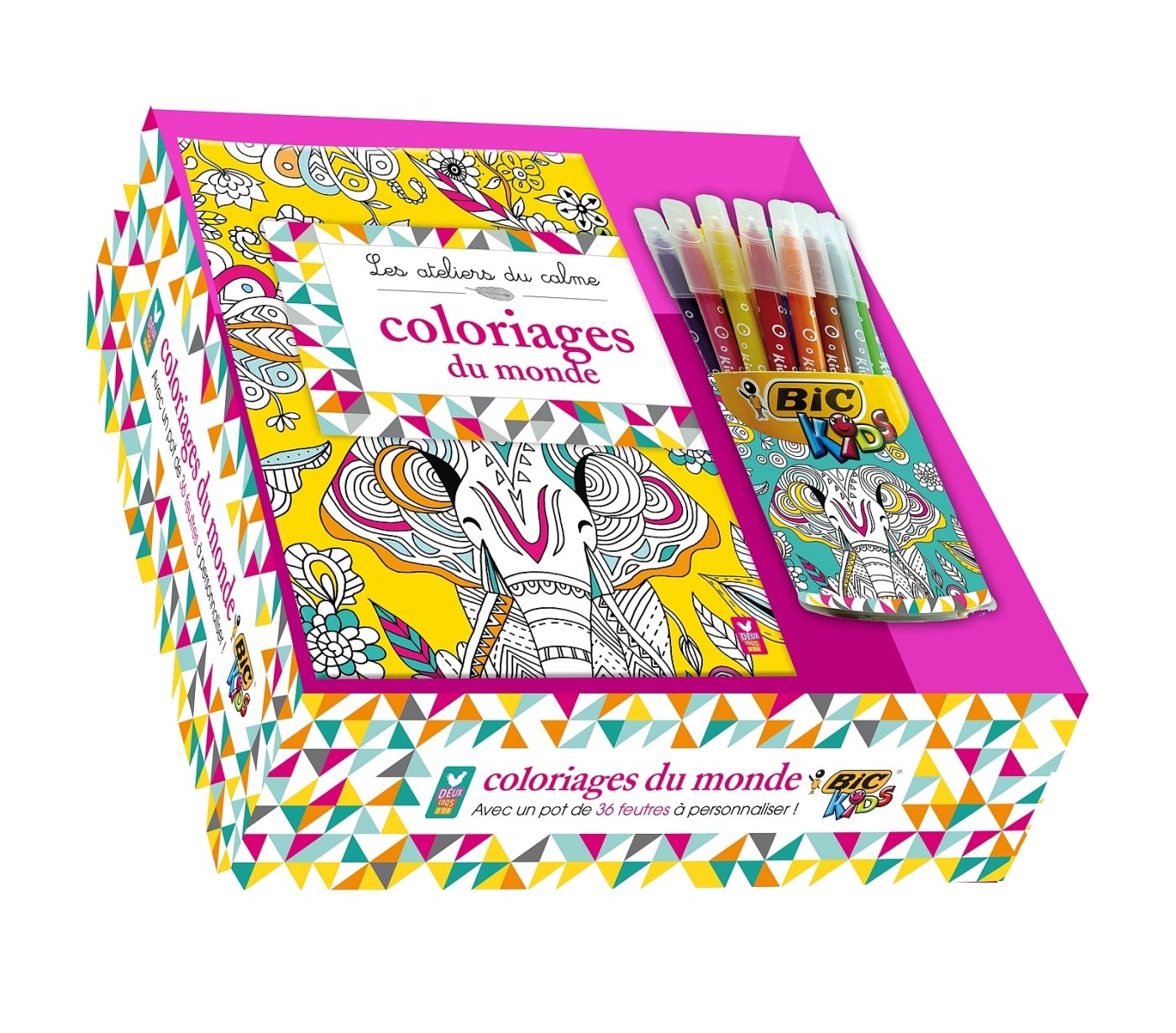 Coloriages du monde: Coffret livre + 36 feutres Bic Kids book