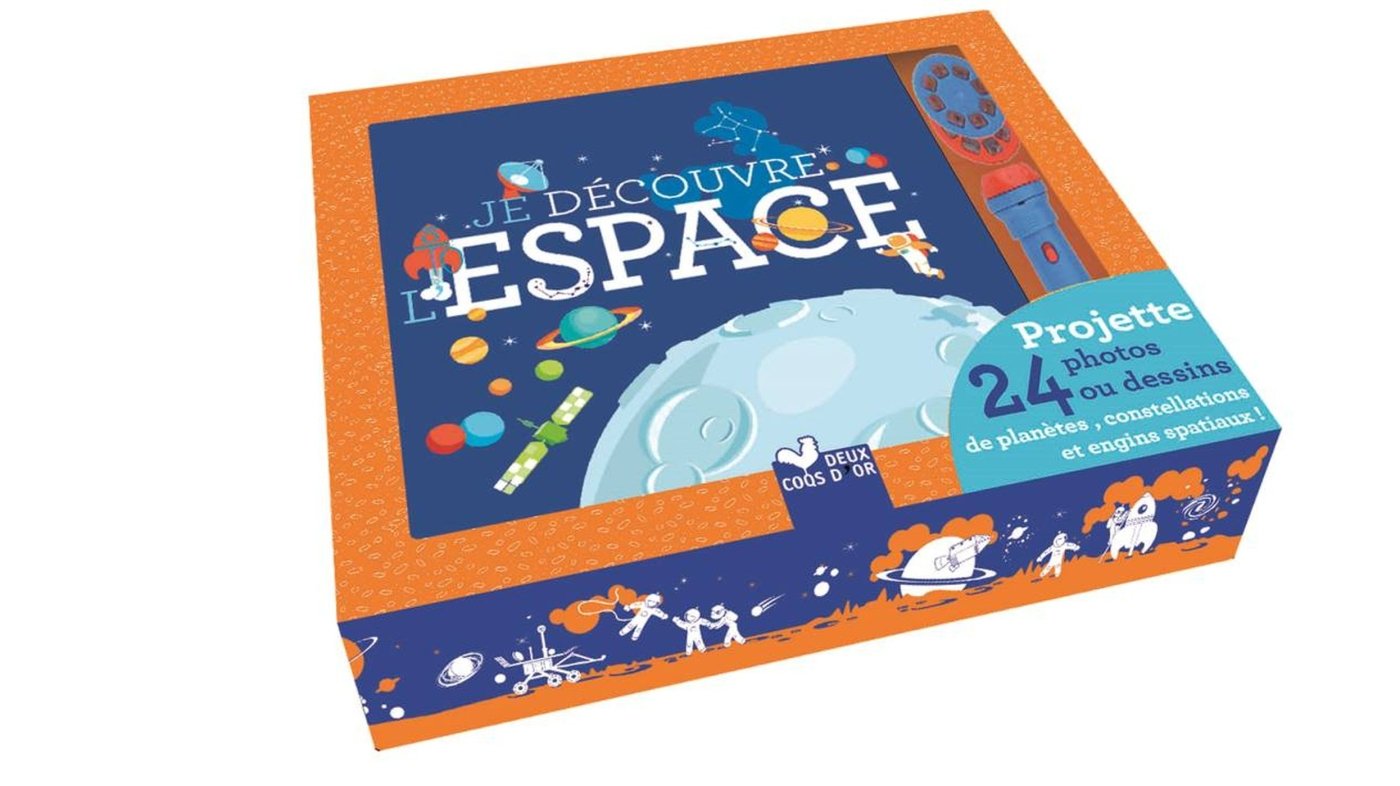 Je découvre l'espace - coffret avec lampe: projette 24 photos ou dessins de planètes, constellations et engins spatiaux ! Natural Sciences