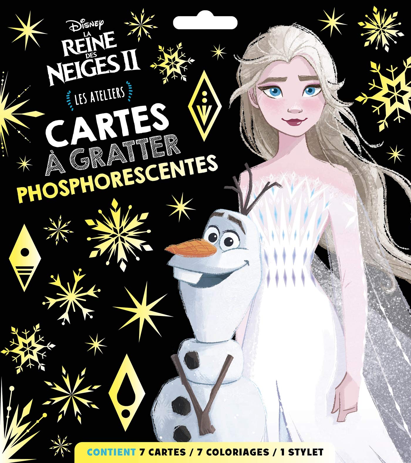 LA REINE DES NEIGES 2 - Pochette les Ateliers - Cartes à gratter phosphorescentes - Disney book