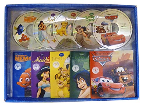 Coffret livres-cd Disney: Cars - Le Roi Lion - Le monde de Nemo - Le livre de la jungle - Aladdin Books