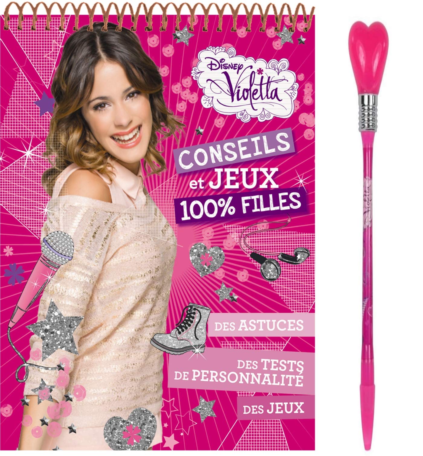 VIOLETTA - BLOC JEUX + STYLO: Activités et jeux 100% filles, avec un stylo Books