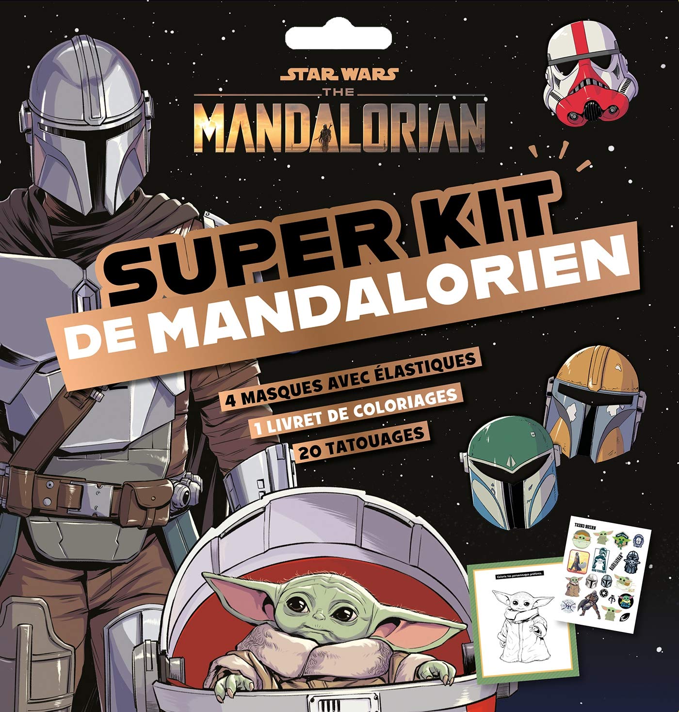 MANDALORIAN - Super kit de Mandalorien - Star Wars: Star Wars The Mondalorian. Avec 40 tatouages, 1 livret de coloriages et 4 masques Tiptoi & Games