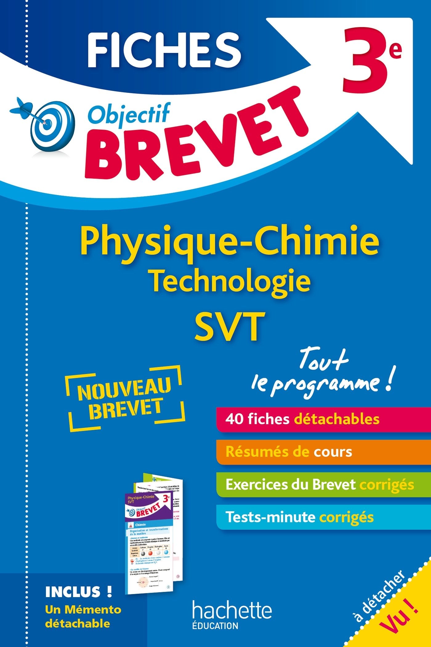 Objectif Brevet 3e - Fiches détachables Physique-Chimie-SVT-Technologie + Dépliant Non-fiction