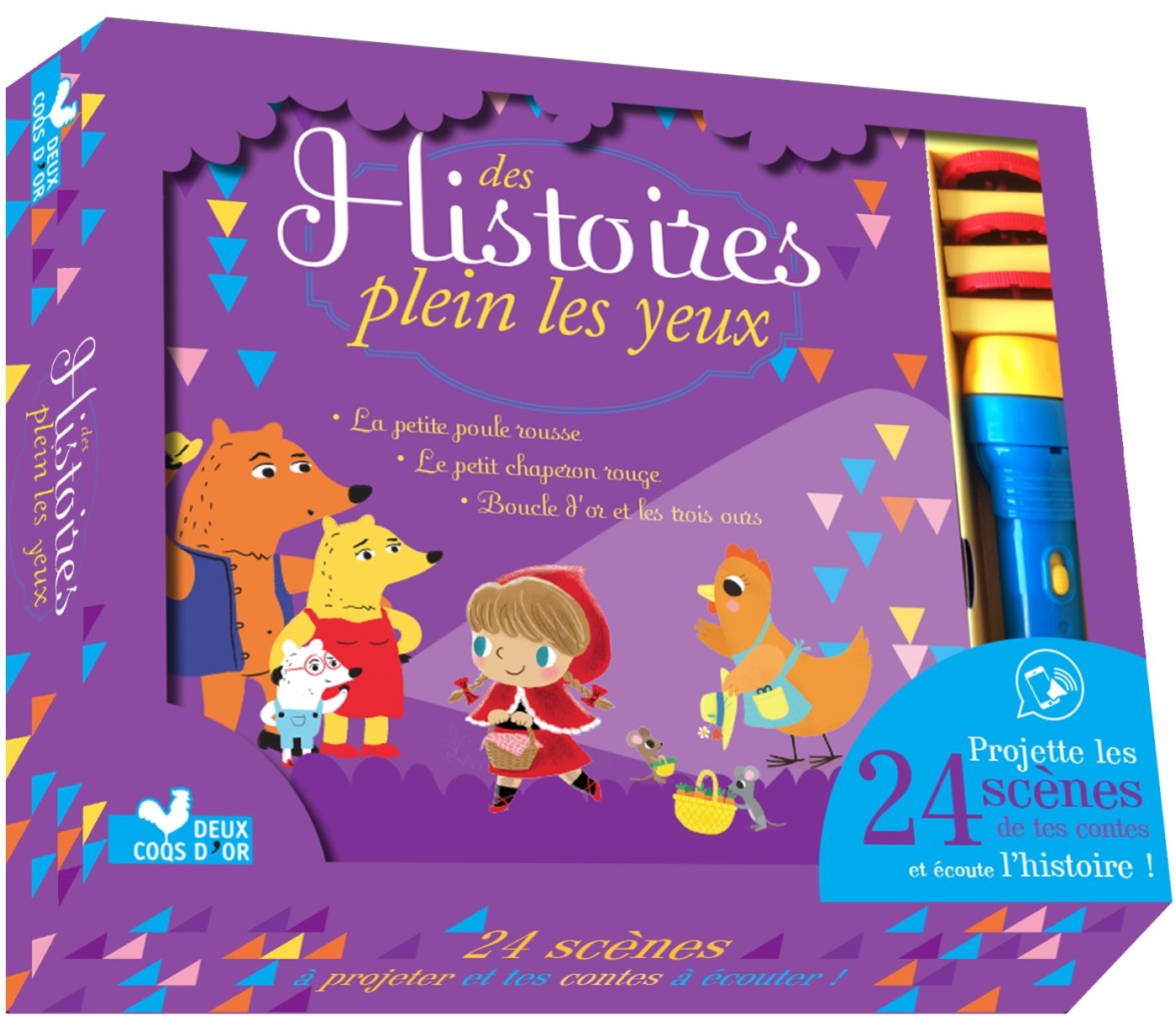 Des histoires plein les yeux - coffret avec lampe magique et flash code: 24 scènes à projeter et l'histoire à écouter book