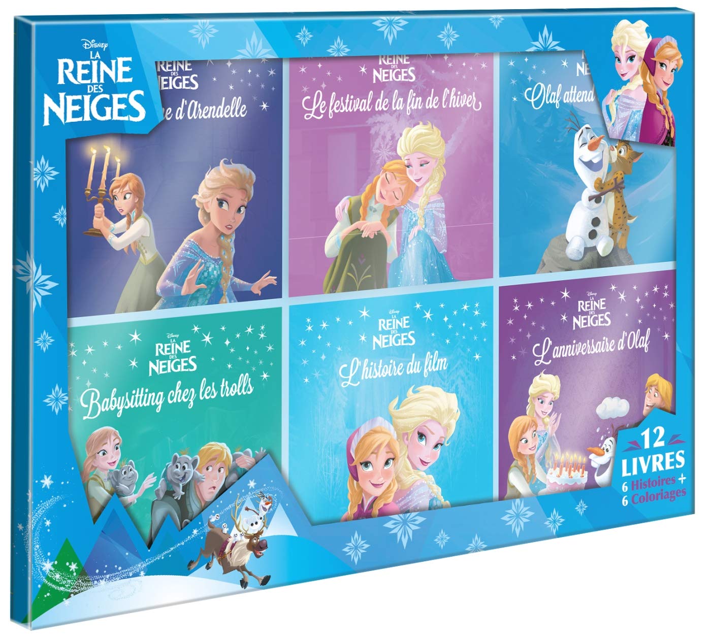 LA REINE DES NEIGES - Coffret 12 Livres - 6 Histoires + 6 Coloriages - Disney book