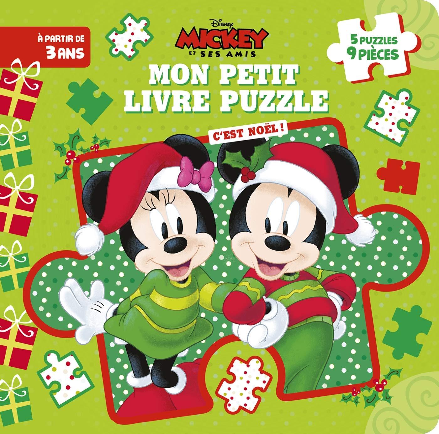 MICKEY ET SES AMIS - Mon Petit Livre Puzzle - 5 Puzzles 9 Pièces - C'est Noël ! - Disney book