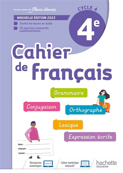 Product Image: Cahier de français 4e, cycle 4