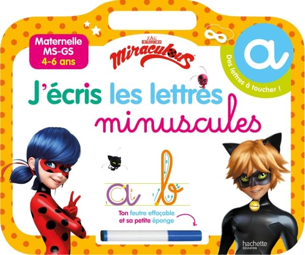 Miraculous - Ardoise J'écris les lettres minuscules: Maternelle MS-GS. Avec un feutre effaçable Non-fiction