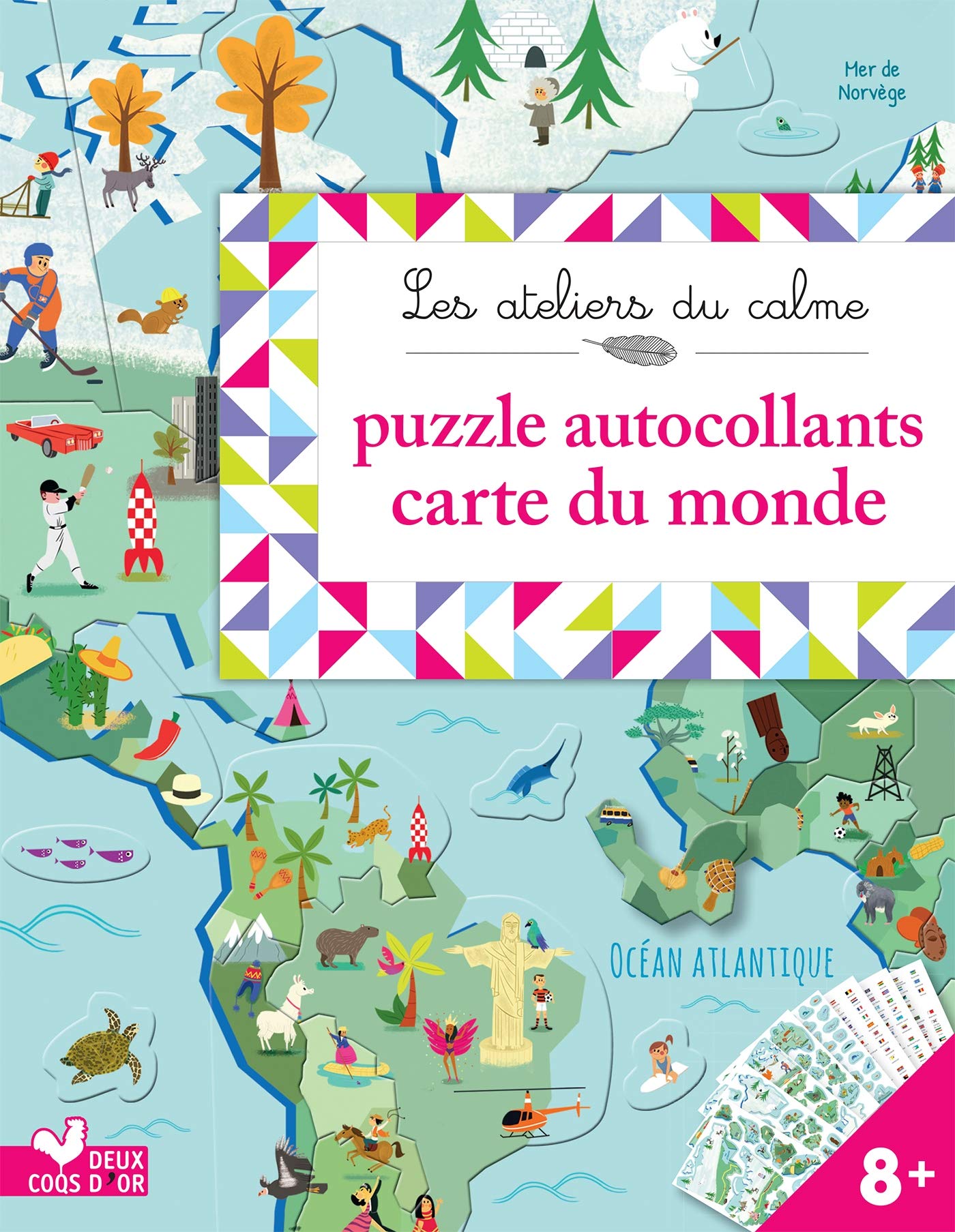 Autocollants puzzles carte du monde - pochette avec accessoires book