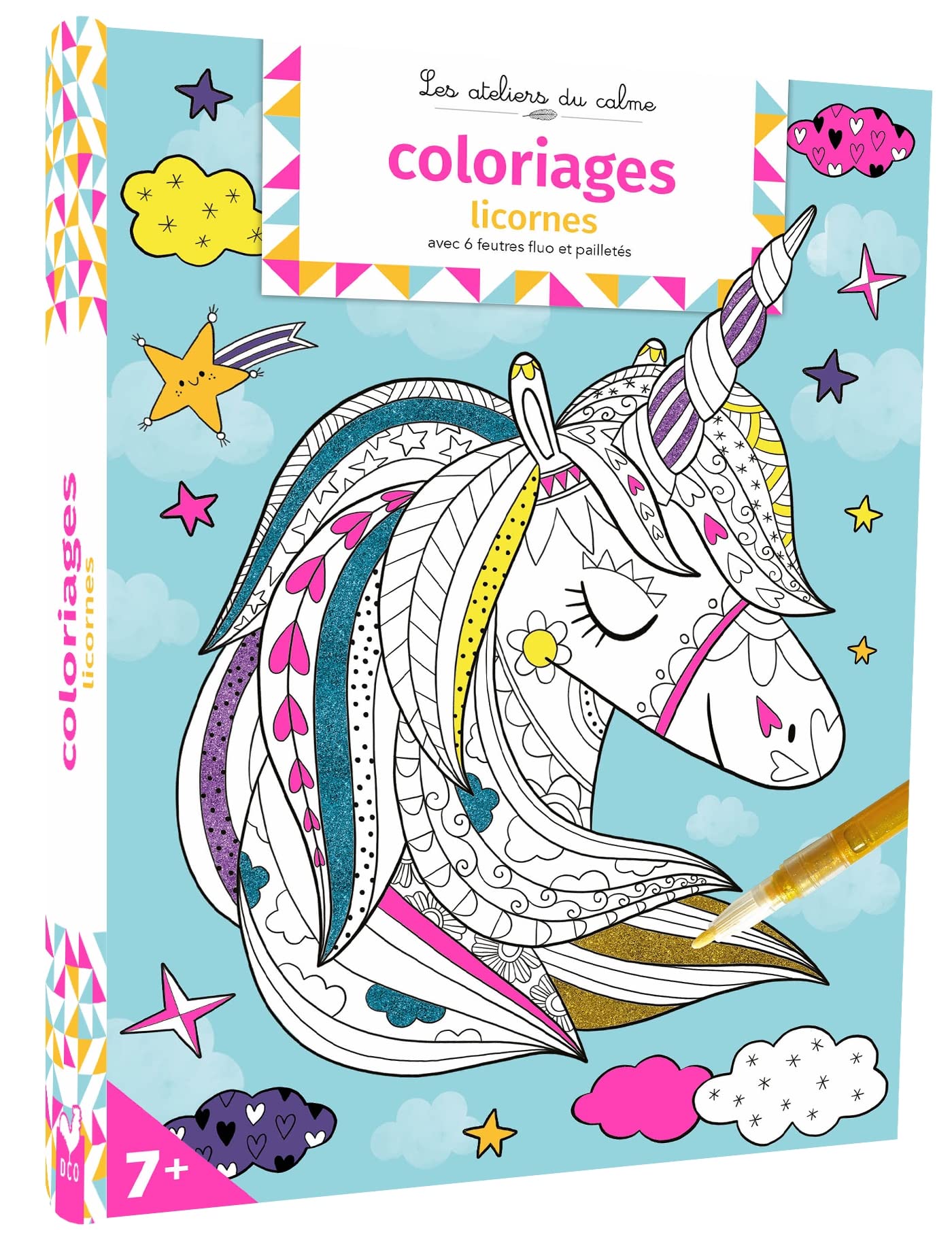 Coloriages licornes - pochette avec feutres book