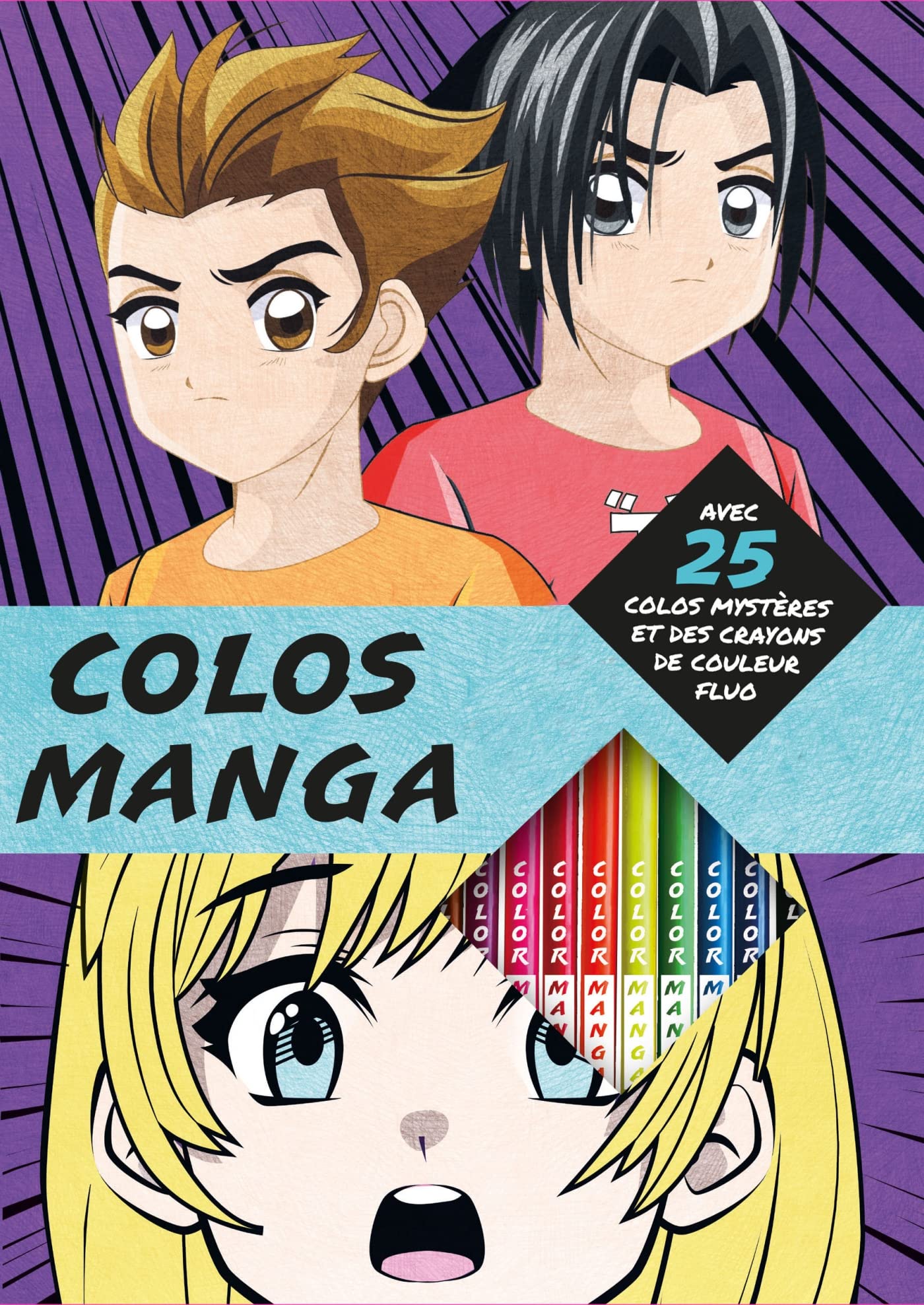 Colos mystères mangas - pochette avec crayons de couleur: Avec 25 colos mystères et des crayons de couleur fluo Tiptoi & Games