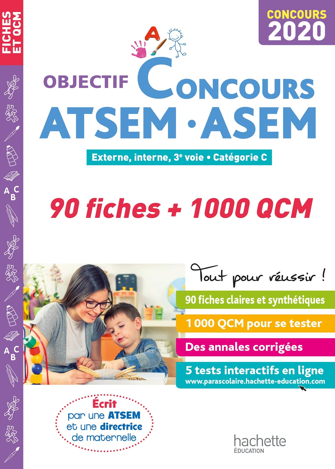 Objectif Concours 2020 ATSEM 90 Fiches 1000 QCM book