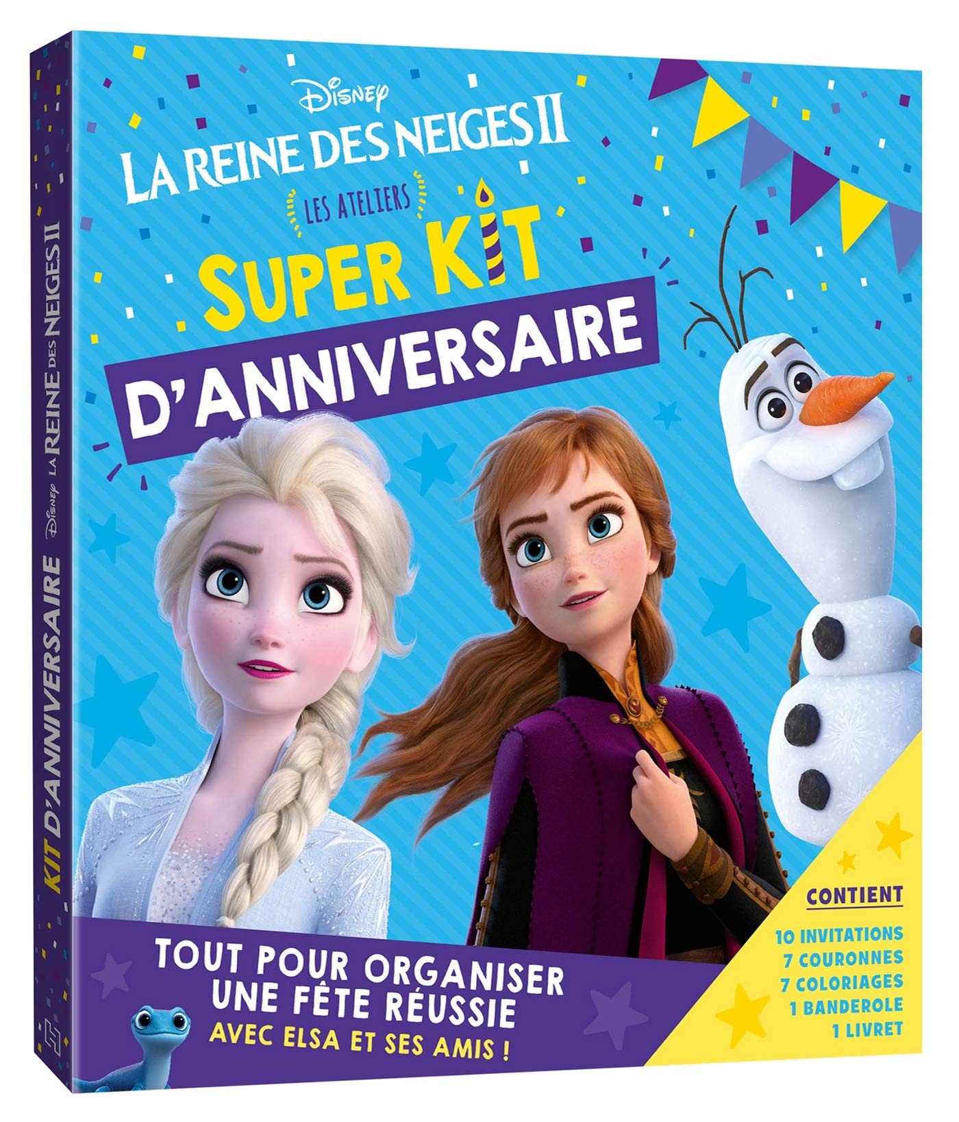LA REINE DES NEIGES 2 - Super Kit d'Anniversaire - Disney: Les ateliers. Avec 10 invitations, 7 courronnes, 7 coloriages, 1 banderolle, et 1 livret Tiptoi & Games