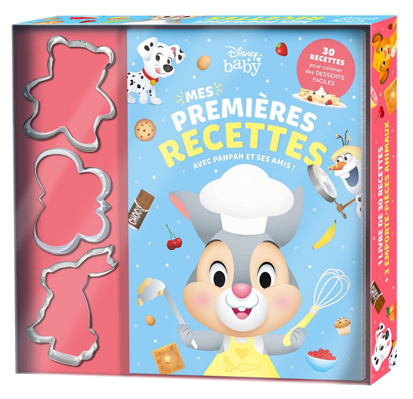 DISNEY BABY - Coffret - Mes Premières Recettes avec Panpan et ses amis: 30 recettes pour cuisiner des desserts faciles. Avec 3 emporte-pièces animaux inclus Parents & Children