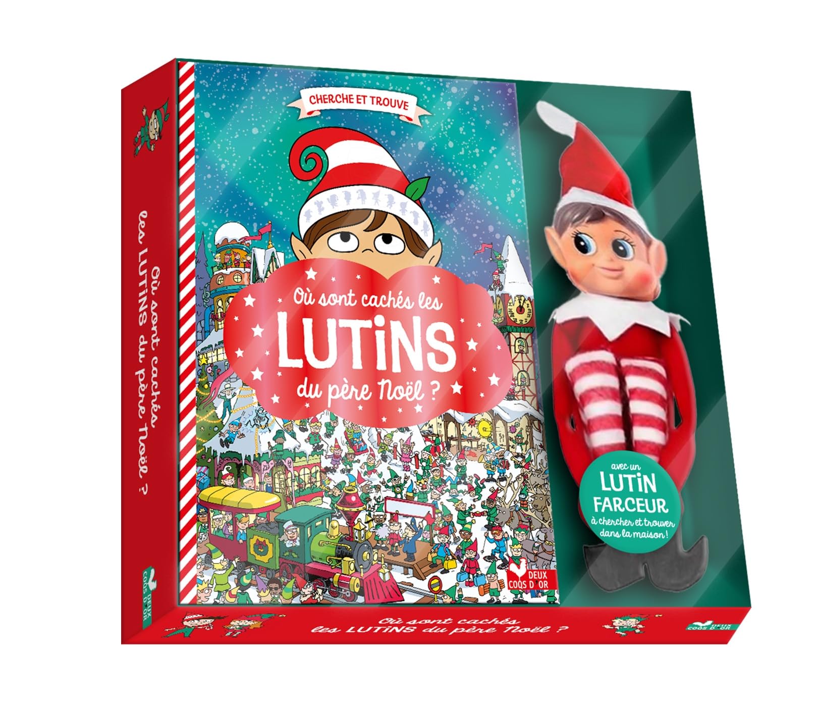 Où sont cachés les lutins du père Noël ? coffret avec lutin farceur book