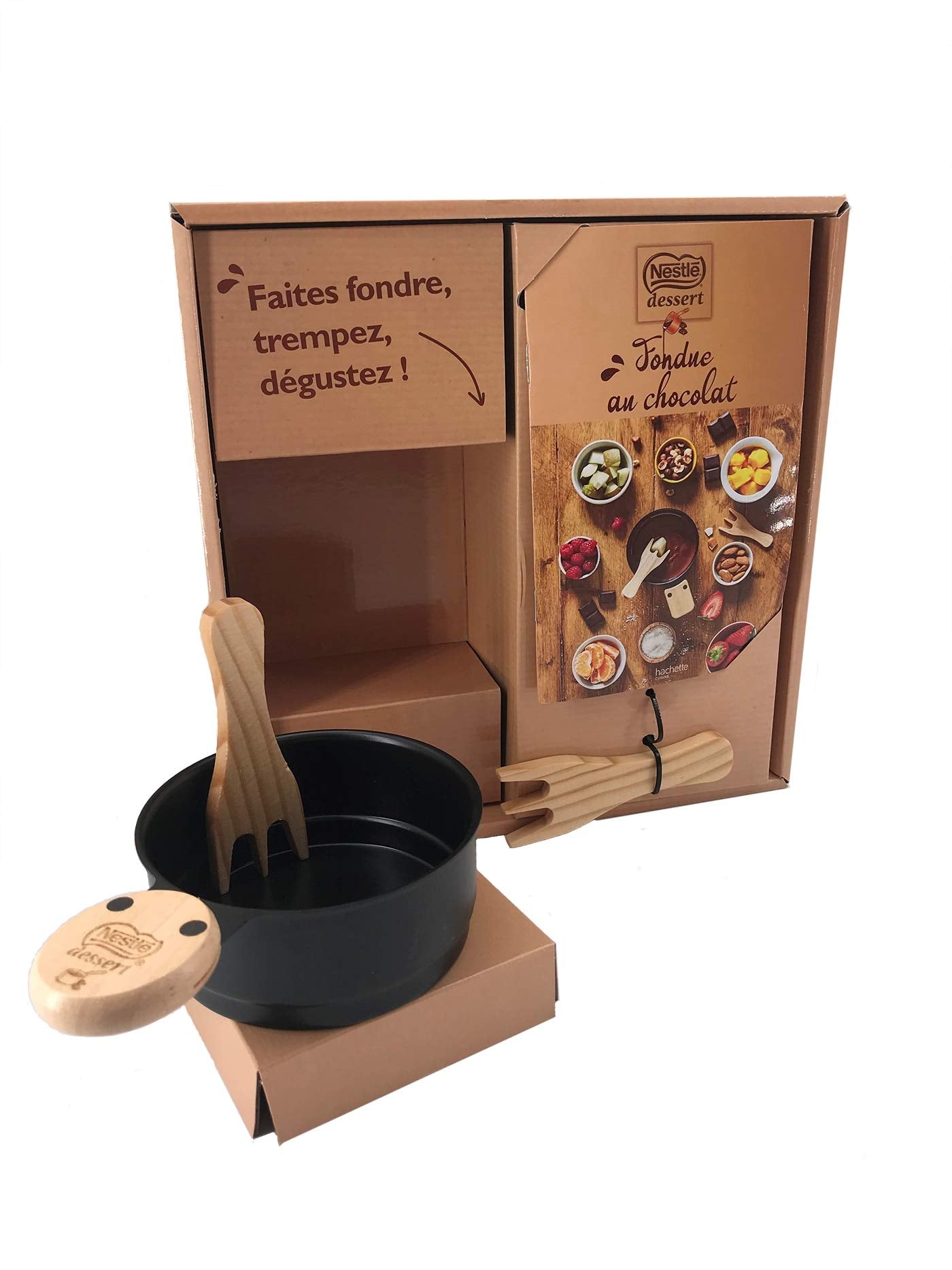 Coffret Fondue au chocolat Nestlé: Avec un livre de recettes, un appareil à fondue à la bougie et ses 2 cuillères en bois Leisure, Home & Garden