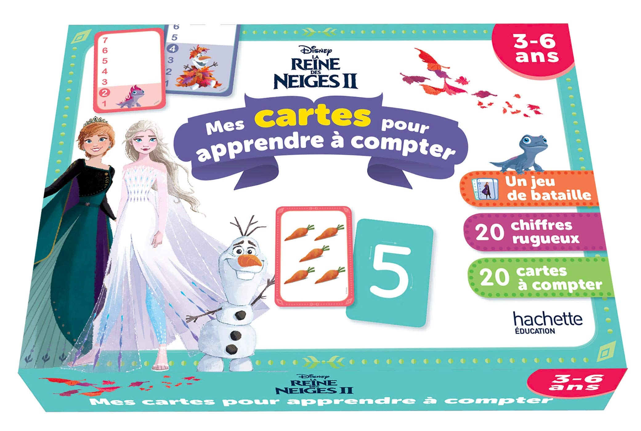 Disney - La Reine des neiges 2 - Mes cartes pour apprendre à compter: La Reine des Neiges II. Avec un jeu de bataille, 20 chiffres rugueux et 20 cartes à compter Leisure & Fun