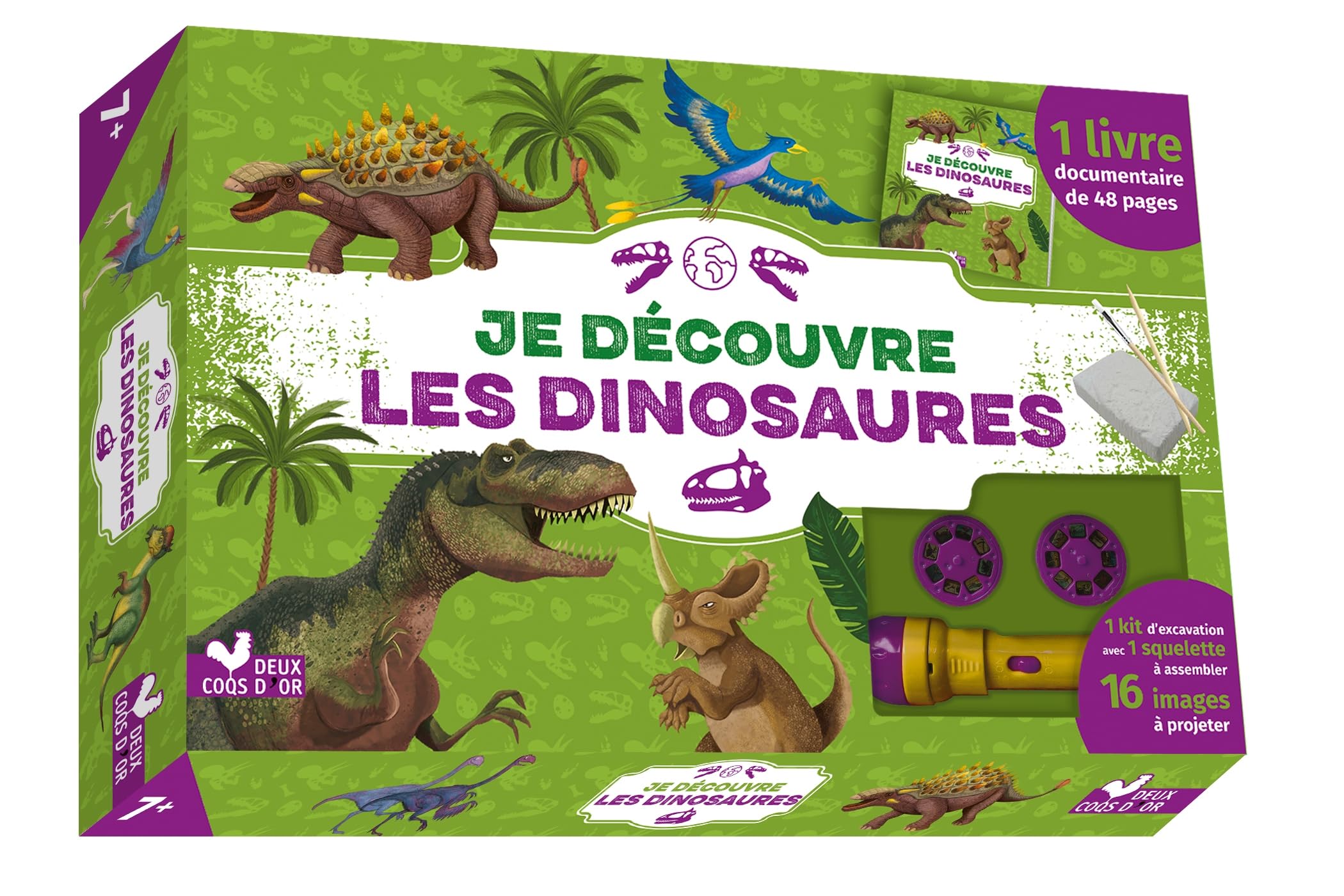 Je découvre les dinosaures - coffret avec lampe et kit excavation book