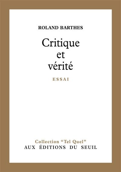 Product Image: Critique et vérité