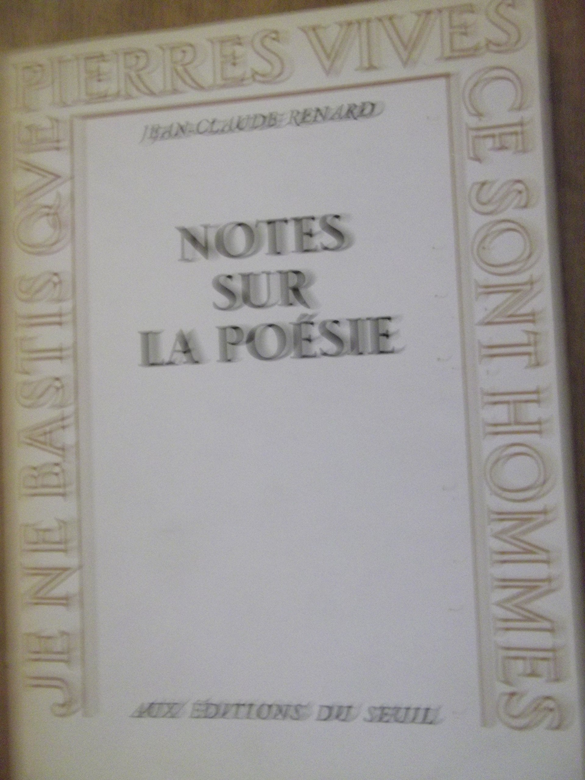 Notes sur la poésie book