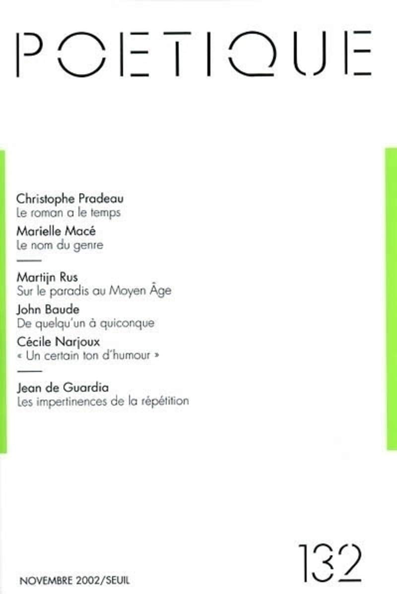 Poétique, numéro 132 : Novembre 2002 book