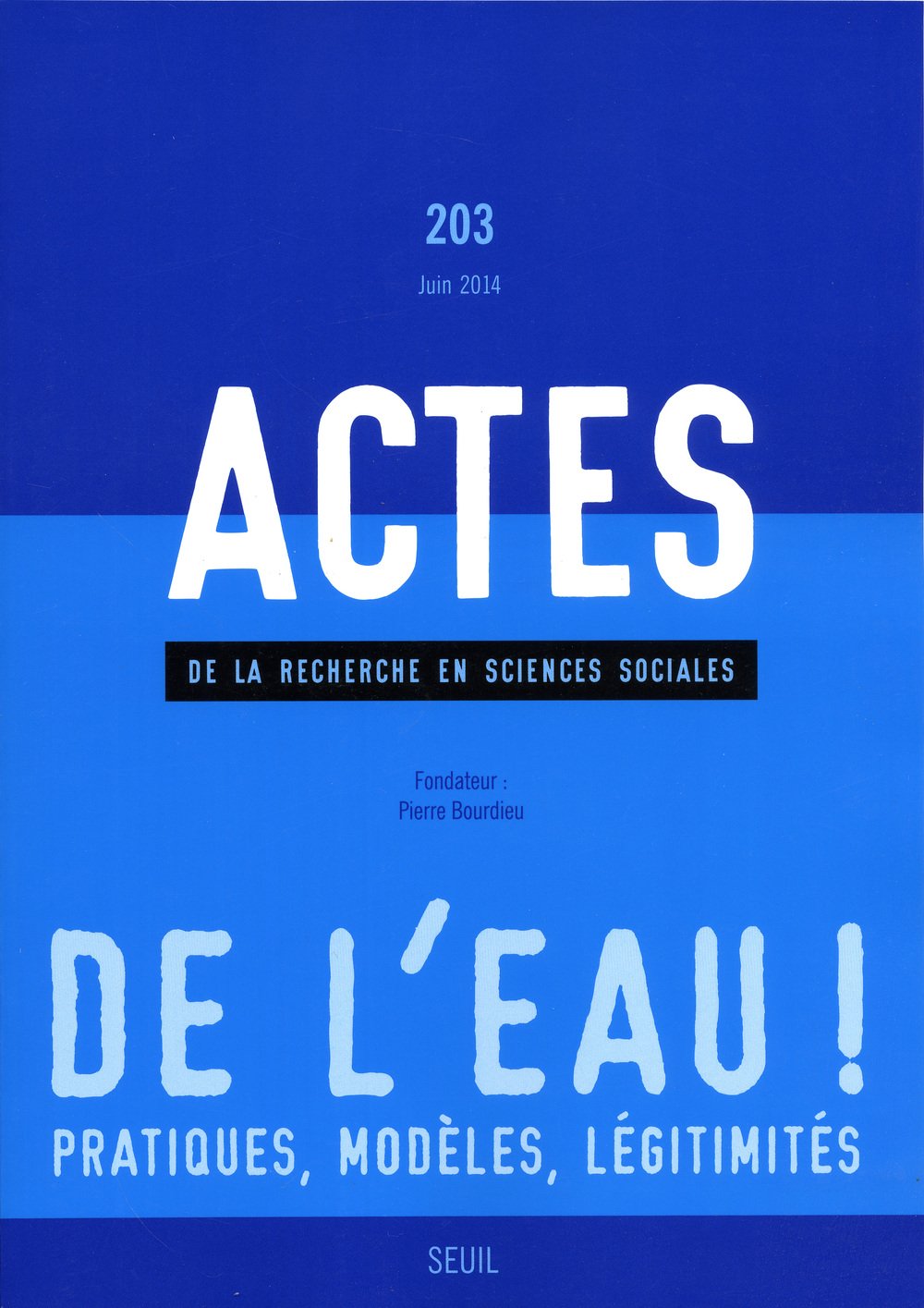 Actes de la recherche en sciences sociales, n°203: """De l'eau ! Pratiques, modèles, légitimités""" book