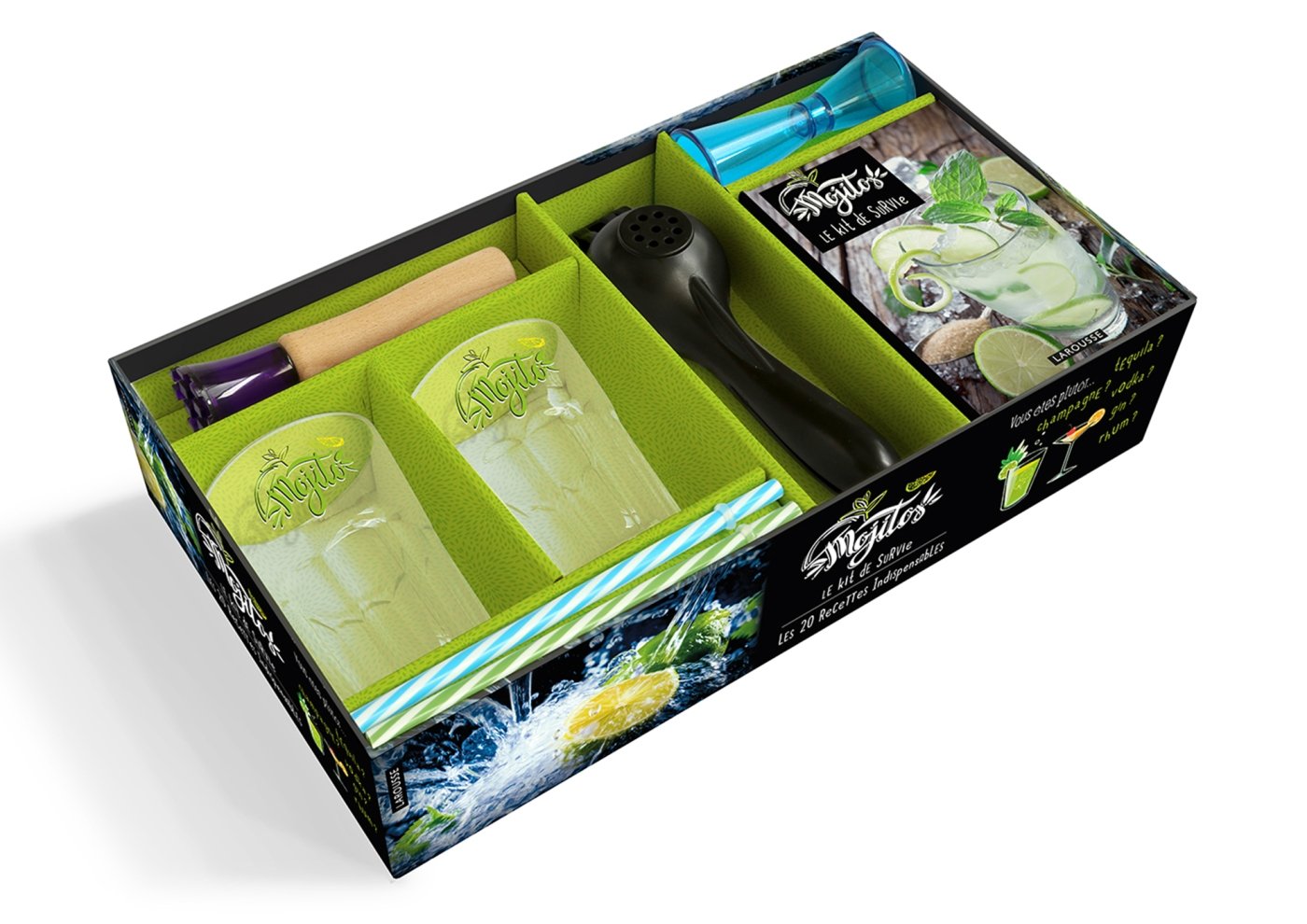 Mojito : le kit de survie: Avec 2 verres à mojito, 1 doseur, 1 pilon, 2 pailles, 1 presse-agrumes Leisure, Home & Garden