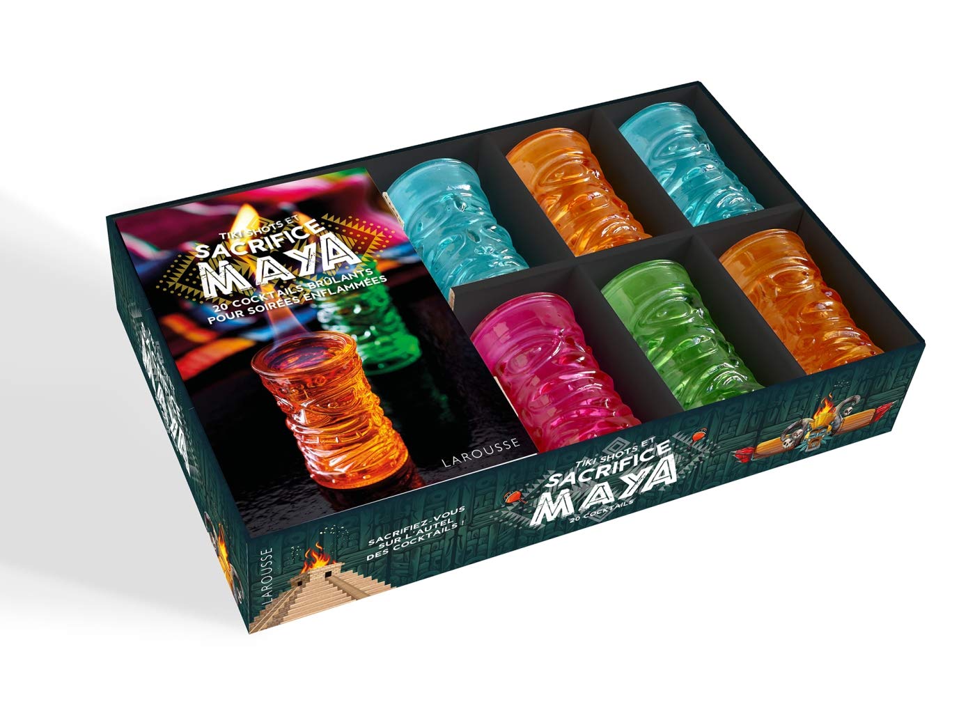 Tiki shots & Sacrifice maya: 20 cocktails brûlants pour soirées enflammées - Avec 6 shooters en verre coloré Leisure, Home & Garden