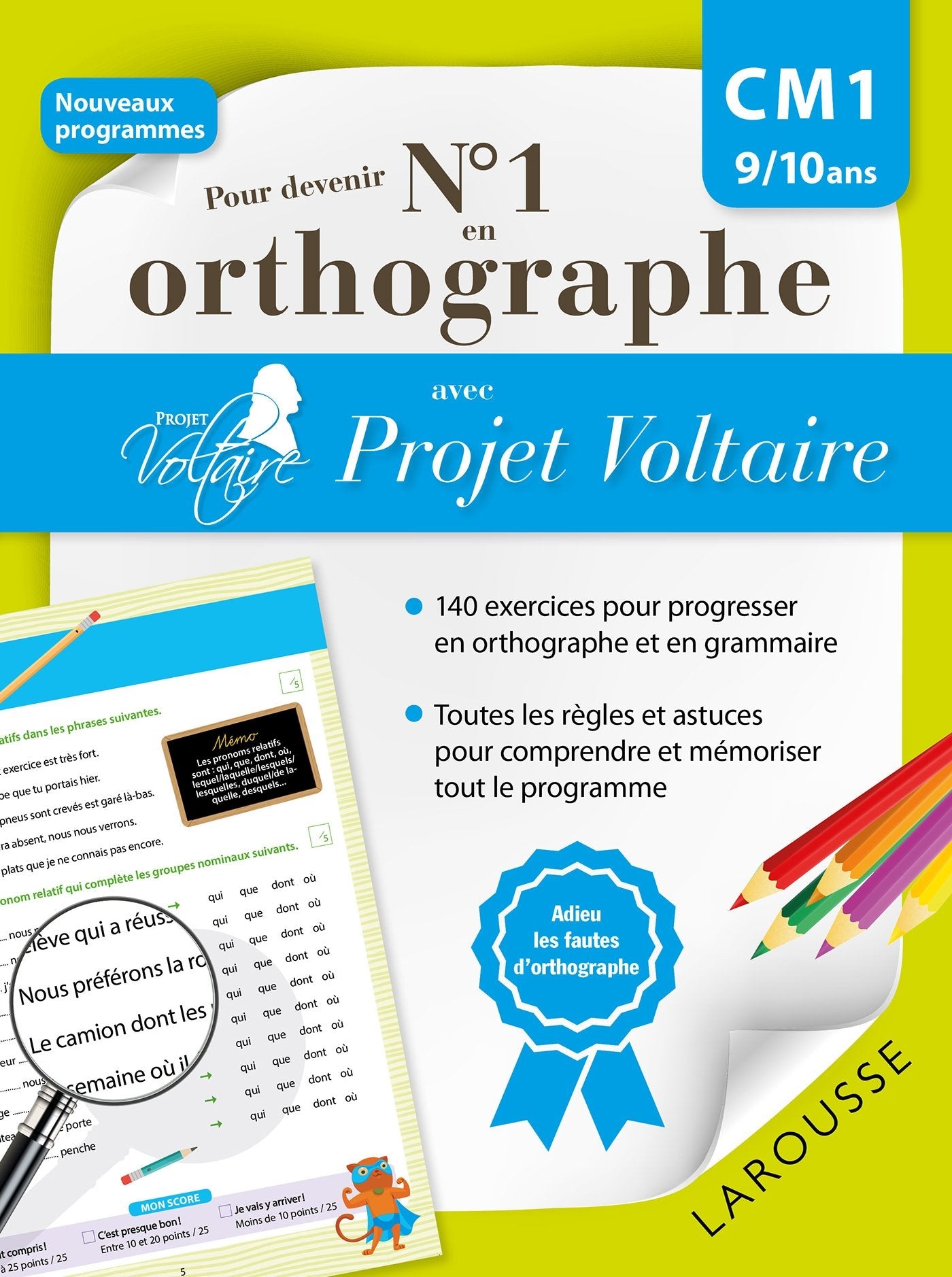 Pour devenir n°1 en orthographe avec Projet Voltaire CM1: CM1 9/10 ans Books
