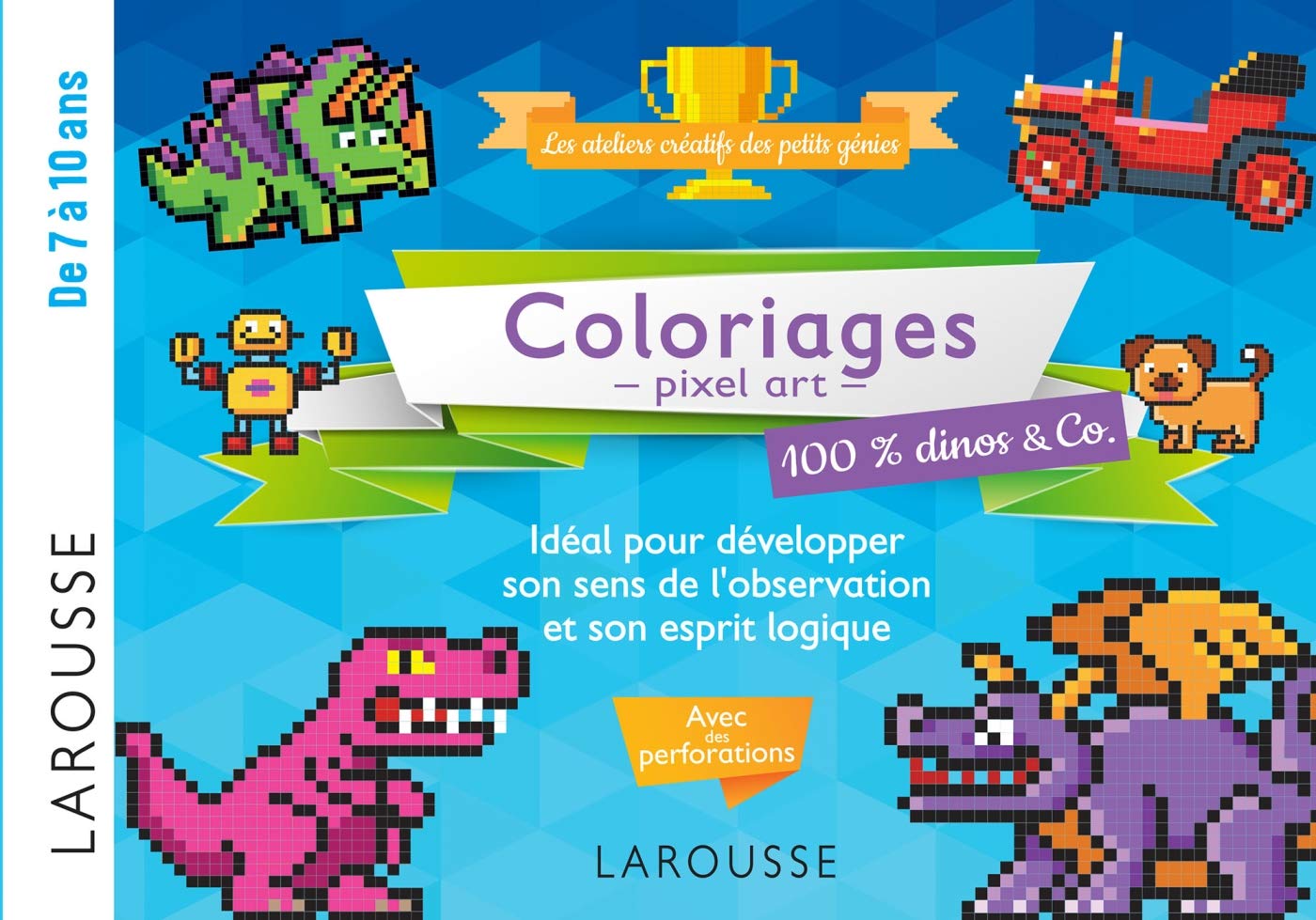 20 coloriages en pixel pour esprits logiques pixel art dino Professional & Reference Books