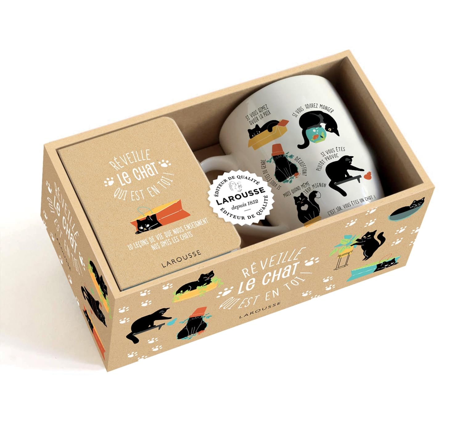Réveille le chat qui est en toi: Coffret avec un mug en céramique et un livre d'astuces pour prendre soin de soi Partnership & Love