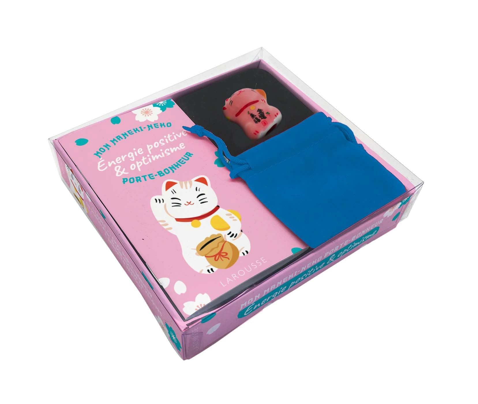Mon Maneki-neko porte-bonheur Energie positive et optimisme: Coffret avec 1 livret + 1 chat porte-bonheur en céramique et son pochon en velours Books
