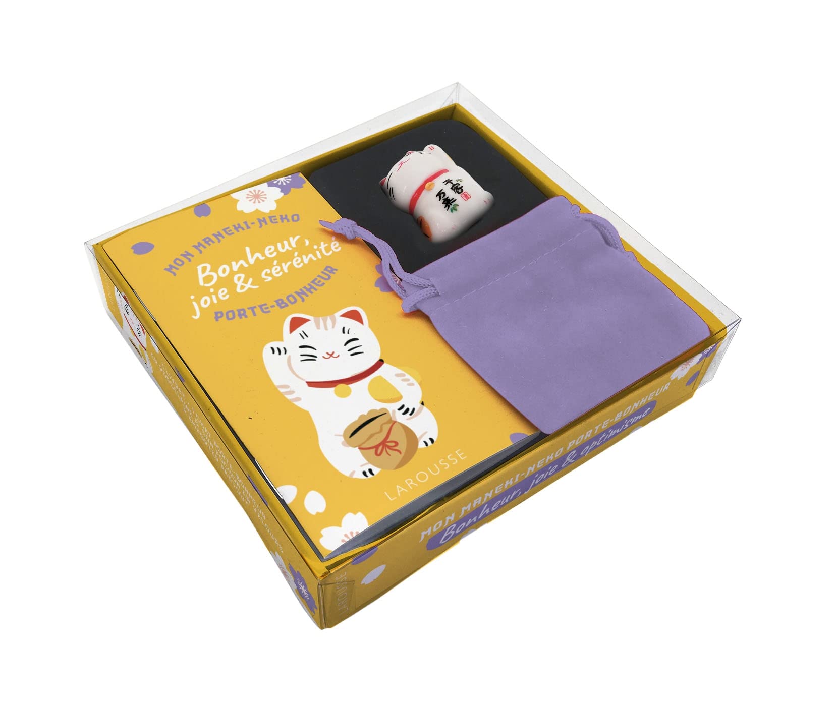 Mon Maneki-neko porte-bonheur Bonheur, joie et sérénité: Coffret avec 1 livret + 1 chat porte-bonheur en céramique et son pochon en velours Books