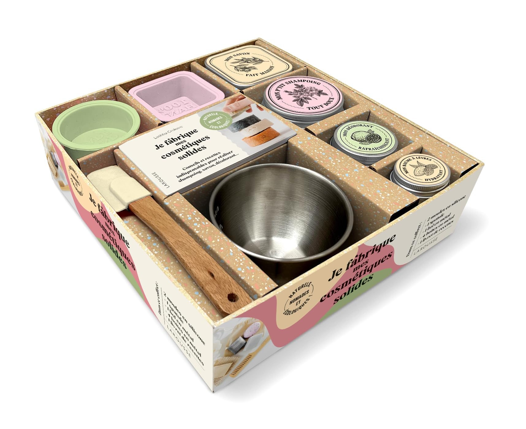 Je fabrique mes cosmétiques solides: Coffret avec 2 moules en silicone, 1 spature, 1 bol en métal, 4 boîtes et et 1 livret de recettes Books