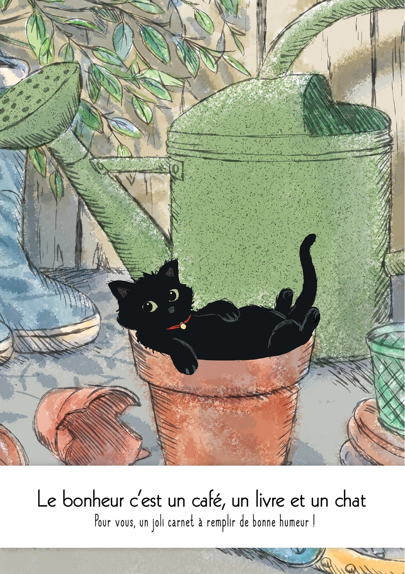 Carnet Le bonheur c'est un café, un livre et un chat Books