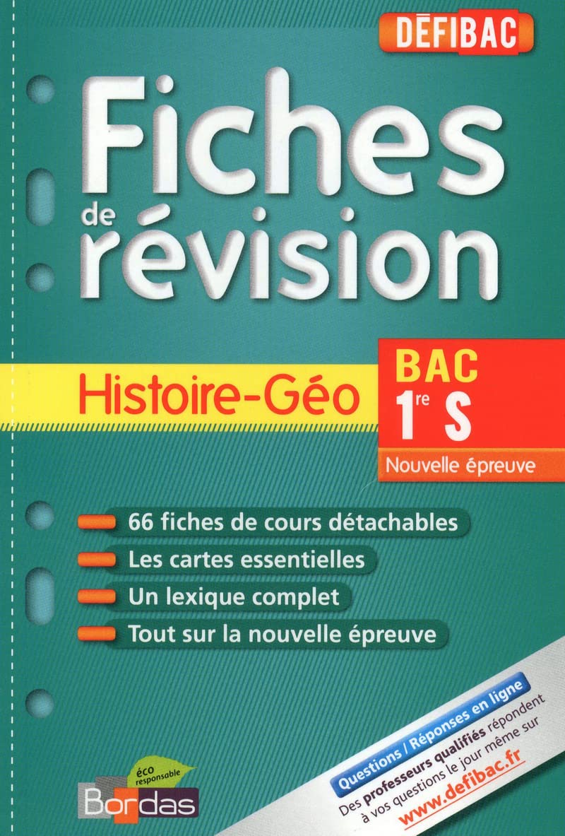 DéfiBac Fiche de révision Hist./Géo 1re S NOUVELLE EPREUVE + GRATUIT: pour 1 titre acheté, posez vos questions sur www.defibac.fr: OFFRE EXCLUSIVE : ... le jour même, dans toutes les matières book